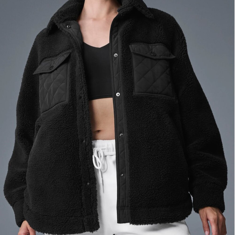 NEW ALO Yoga Women Sherpa Edge Shacket in Black size M Medium